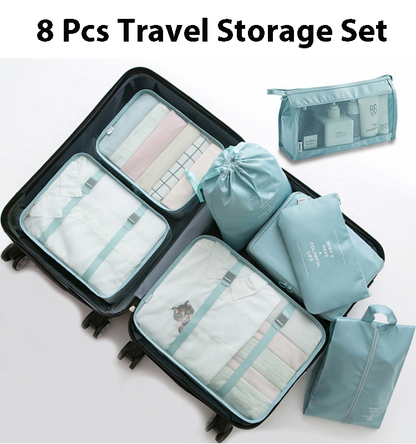 8 Set Packing Cubes for Suitcases, Lightweight Travel Luggage Organizers with Cosmetic, Compression Storage Shoe & Clothing Underwear Bags, for Men & Women