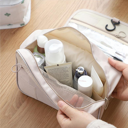Water Resistant Hanging Toiletry Bag for Women, Cosmetic Makeup Travel Organizer with Sturdy Hook for Accessories, Shampoo, Toiletries