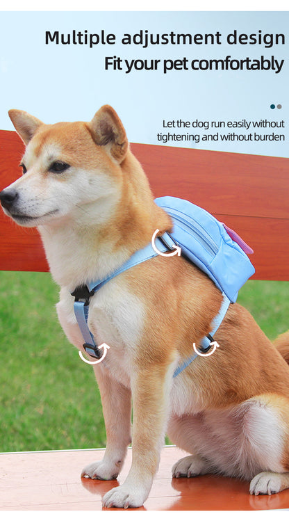 Dog Backpack Harness with Leash, Pet Puppy Backpacks Bulid-in Dog Poop Bag Dispenser, Adjustable Pets Self Carrier Bag for Small Medium Dogs Travel Hiking Daily Walking ,S