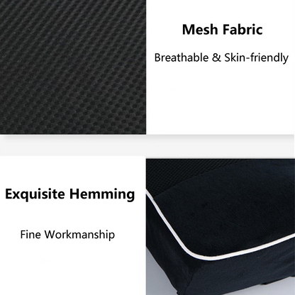 Black Ergonomic Lumbar Entire Support Pillow, Memory Foam Back Cushion Suitable for Home, Office, Car, Wheelchair, Backrest with Breathable and Skin-friendly 3D Mesh Cover & Dual Adjustable Straps