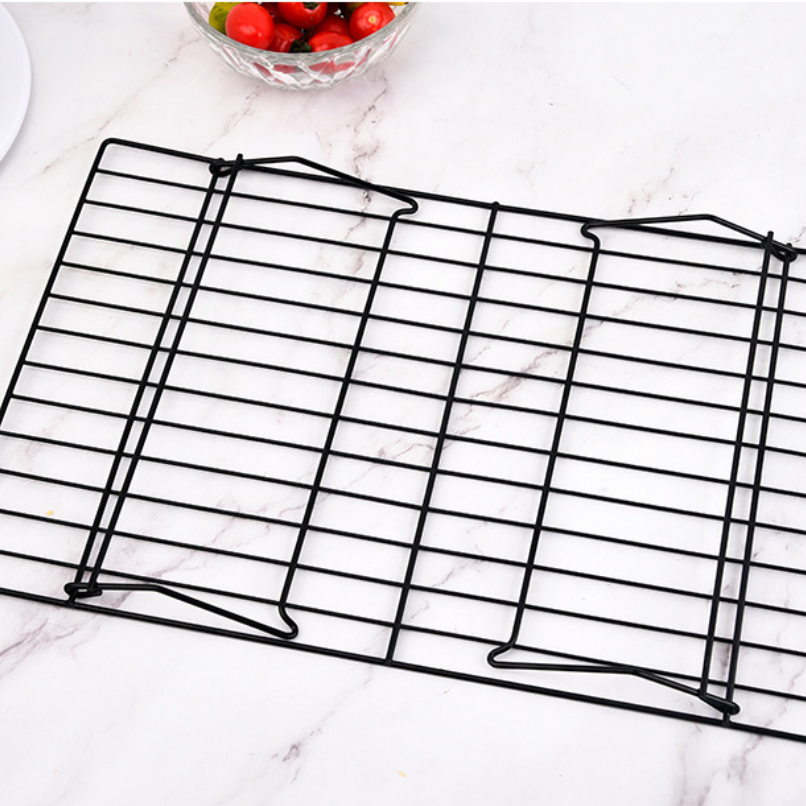 Baking and Cooling Rack Set, 3-Tier Non-Stick Stackable Collapsible Rectangle Wire Racks for Oven & Cooking (Black, 39.9x24.9cm/ 15.7"x9.8")