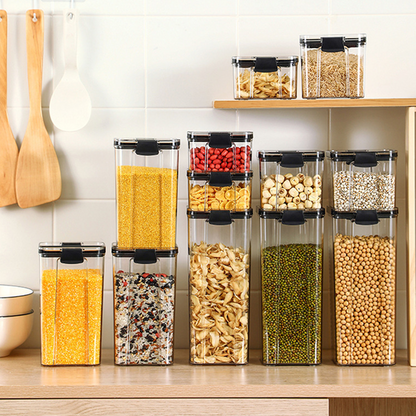UMi Airtight Food Containers Set with Lids (5 Pack) for Kitchen and Pantry Organization - BPA Free Clear Plastic Stackable Storage Jars for Cereal, Rice, Flour, Pasta & Oats