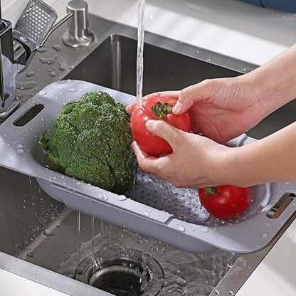 Over the Sink Extendable Colander Strainer Basket - Wash Vegetables and Fruits, Drain Cooked Pasta and Dry Dishes - New Home Kitchen Essentials