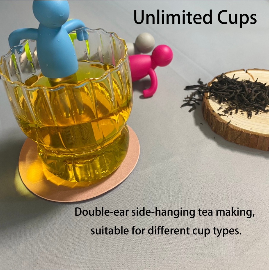 Cute Reusable Stainless Steel Extra Fine Mesh Tea-infuser Set of 4 for Cup Mug with Silicone Handle