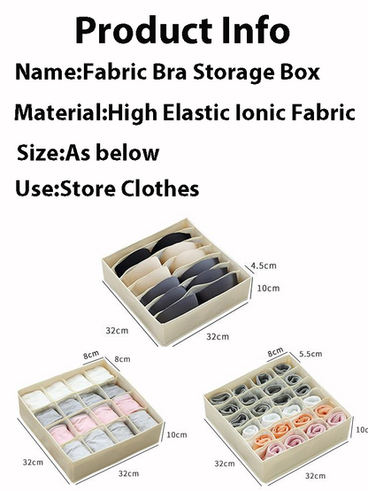 3 Pack Foldable Closet Organizer Soft Fabric Dresser Drawer Divider Storage Bins for Bra Underwear Socks Ties Lingerie