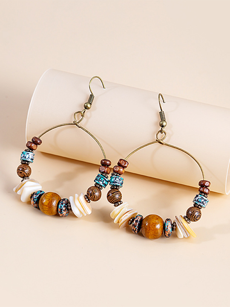 Vintage Boho Statement Drop Dangle Earrings Bohemian Ethnic Handmade Beaded Charms Jewelry for Women Girls