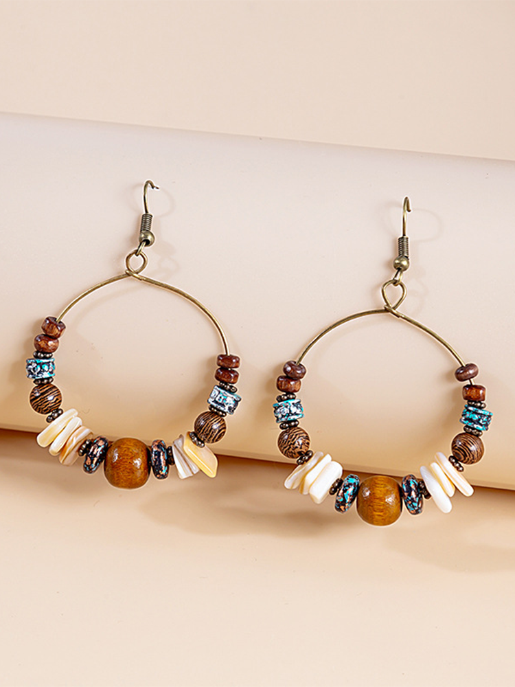 Vintage Boho Statement Drop Dangle Earrings Bohemian Ethnic Handmade Beaded Charms Jewelry for Women Girls