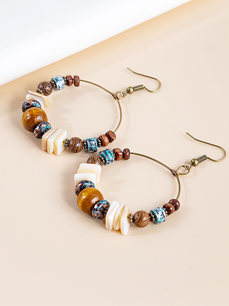Vintage Boho Statement Drop Dangle Earrings Bohemian Ethnic Handmade Beaded Charms Jewelry for Women Girls