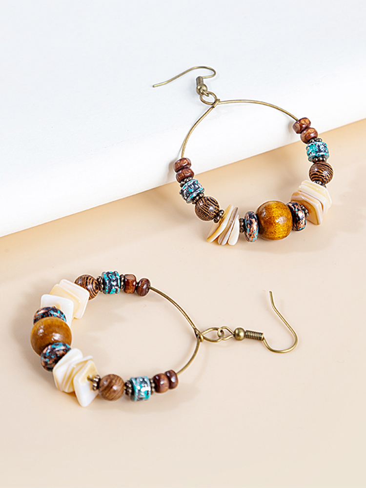 Vintage Boho Statement Drop Dangle Earrings Bohemian Ethnic Handmade Beaded Charms Jewelry for Women Girls