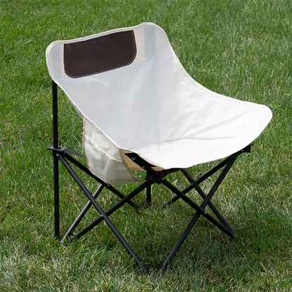 Compact Folding Portable Moon Chair with Side Pockets and Storage Bag for Outdoors Fishing, Hiking, Backpacking, Picnic, Beach, and Travel, Supports up to 200 lbs