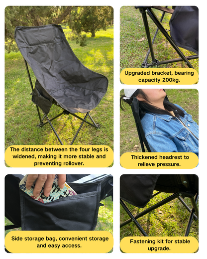 High-back Portable Lightweight Compact Camping Foldable Chair with Storage Bag for Hiking Fishing Beach