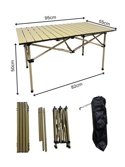 Folding Portable Picnic Camping Table Carbon Steel Roll-up Table with Easy Carrying Bag for Outdoor, Beach, Backyard, BBQ, Party, Patio, Picnic