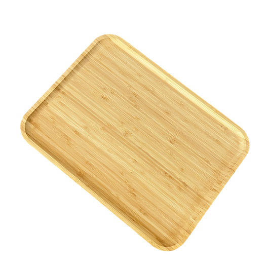 Bamboo Serving Platter Made from Eco-Friendly Wood, Decorative Tray for Fruit, Appetizer, Cheese, Cake, and Other Foods (40x30cm, Natural Bamboo)
