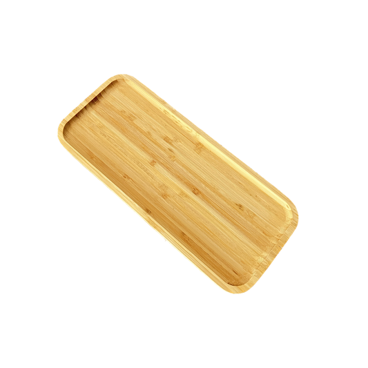 Bamboo Serving Tray 30x13cm - Small Platter for Food, Cheese, Bread, and Meat. Decorative & Display Wooden Boards for Jewelry, Keys, Coins, Candles, and Bathroom