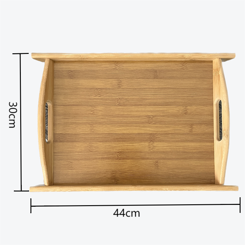 3 Pack Rectangular Bamboo Wooden Serving Tray with Handles Set for Eating, Working, Storing, and Used in Bedroom, Kitchen, Living Room, Bathroom, Hospital, and Outdoors