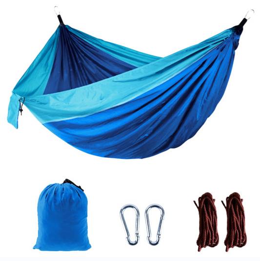 Portable Outdoor Lightweight Nylon Parachute Camping Hammock with 2 Tree Straps for Backpacking, Travel, Beach, Backyard, Patio, Hiking & Indoor