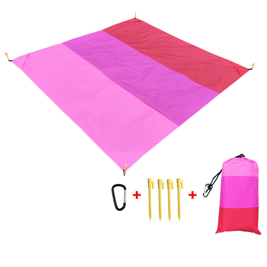 Large Sandproof Waterproof Picnic Mat, 3~5 Persons Family Size, Sand Free, Comfortable, Lightweight & Durable Beach Blanket with 4 Stakes&1 Travel Bag