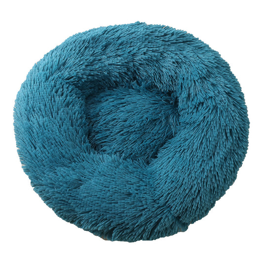 UMi Calming Donut Cat and Dog Bed in Shag Fur– Machine Washable, Anti Slip Waterproof Bottom - 24"x24", Multi-color