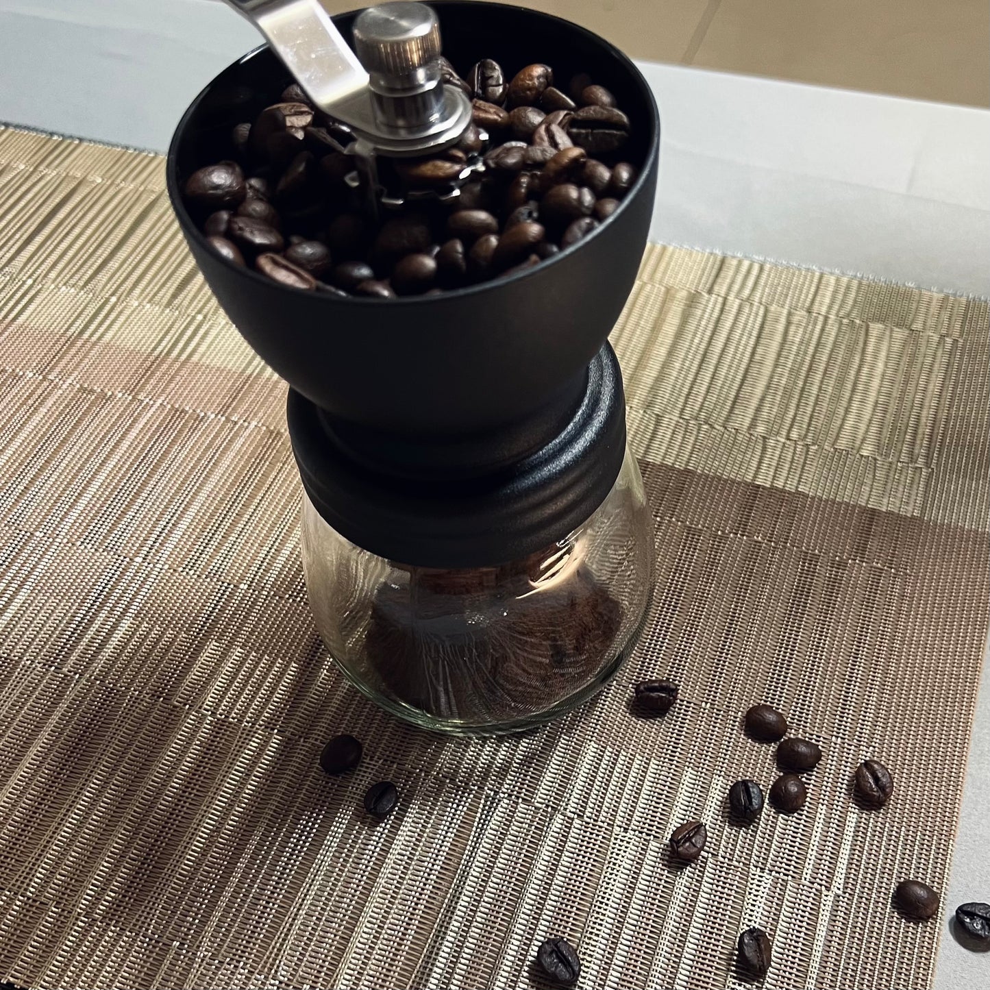 Manual Coffee Grinder with Ceramic Burr for Beans, Espresso, and Spices - Portable Hand Crank Mill with 2 Glass Jars